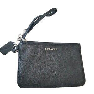 Coach Wristlet Sparkly Black Card Slots Small Holds Phone Measurement In Picture